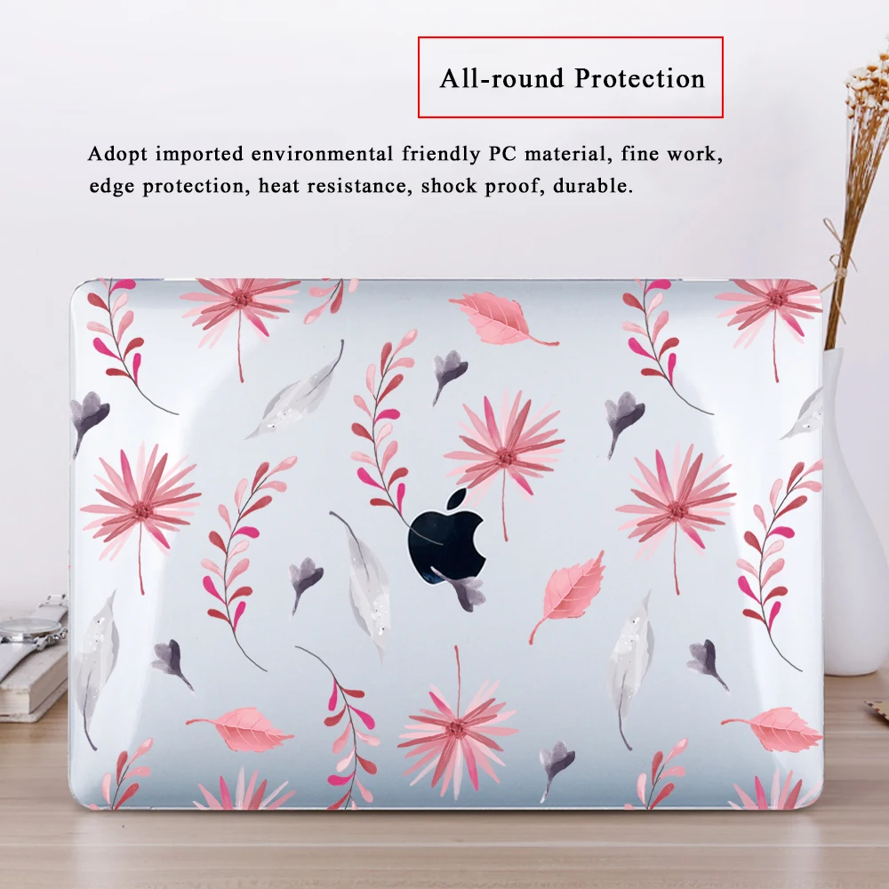 Жесткий чехол Redlai с растительным принтом для Apple Macbook Pro retina 13 3 12 15 4 рукавом Air 11