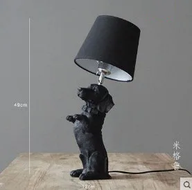 Dogs Anmails Table Lamp Black with Lampshades Art Decor Resin Table Lamp for Bedroom Living Room Children Room Kids Bedside Lamp - Цвет абажура: 6