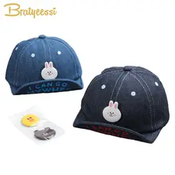 Модная Джинсовая детская шапка со съемной мультяшной иконой, регулируемая детская бейсболка для детей 4-12 месяцев, 1 шт