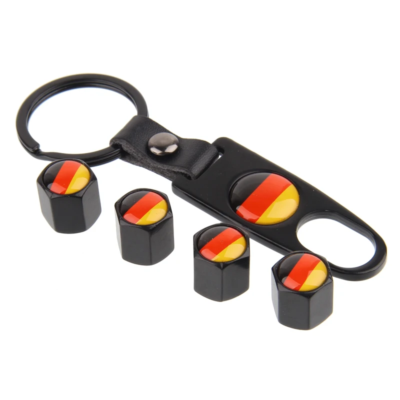 

4Pcs/Set Germany Logo Metal Car Tire Valve Stem Cap Air Dust Covers with Tool Wrench Keychain For Volkswagen Benz Car Styling