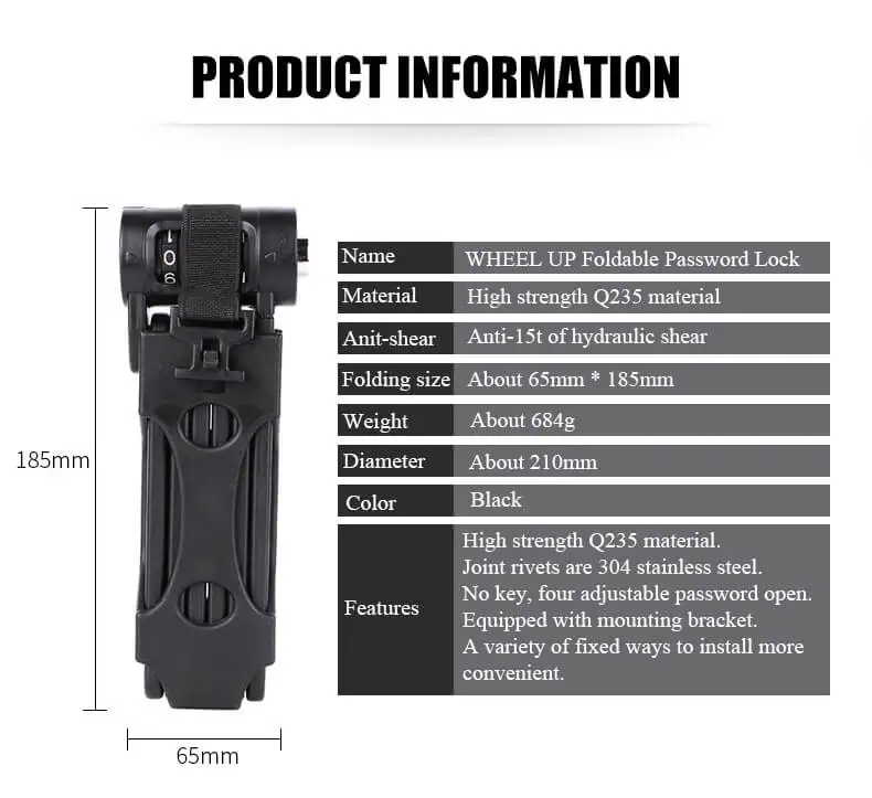 Колесо до Противоугонный складной замок мини гамбургер замок Пароль ключ замок для велосипеда и мотоцикла