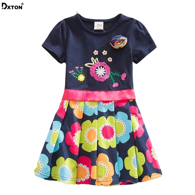 

Dxton 2019 Summer Girls Dress Cartoon Princess Dress Girls Patchwork Children Clothes With Animal Kids Dress For Girls SH5868