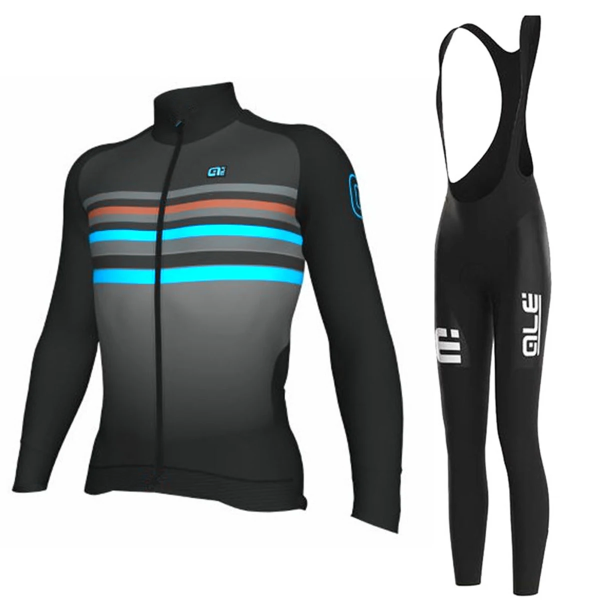 

ALE New 2017 Long Sleeve Spring/Autumn Cycling Jersey Set Men Bike Clothing Suit with Bib Short Breathable Ropa Maillot Ciclismo