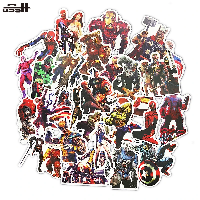 

39 Pcs Marvel Zombie PVC Waterproof Sticker For Luggage Skateboard Phone Laptop Moto Trunk Guitar Car Helmet DIY Toys Stickers