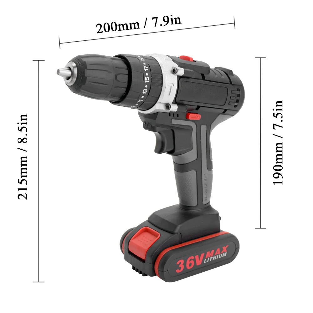 

Multifunctional Electric Impact Cordless Drill High-power Lithium Battery Wireless Rechargeable Hand Drills Home DIY Tools