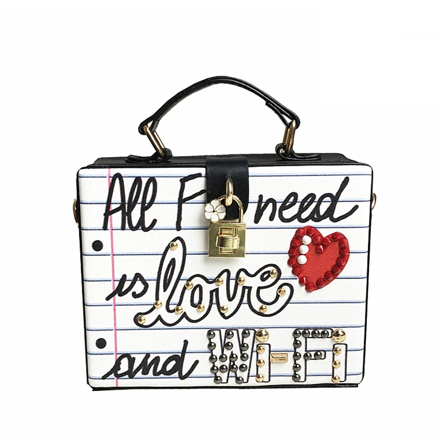 

Fashion Letter Diamonds Pearl Rivet Box Shape Handbag New Arrival Casual Female Party Purse Ladies Crossbody Messenger Bag Brand