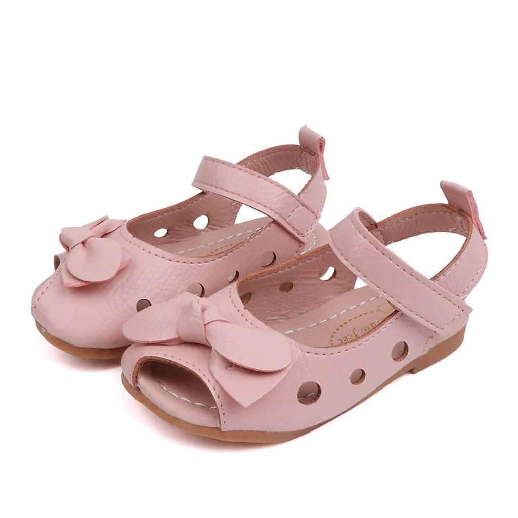 

2019Summer Infant Kids Baby Girls Bowknot Hollow Casual Princess Shoes Sandals Children Kids Shoes pink White