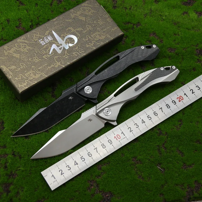 

CH3519 original design Flipper folding knife S35VN Blade ball bearings TC4 Titanium handle camping fruit pocket knives EDC tools