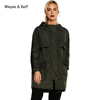 

Weyes & Kelf Plus Size Loose Long Ladies Trench Coat For Women 2018 Autumn Casual Hooded Zipper Windbreaker Female Coat Women