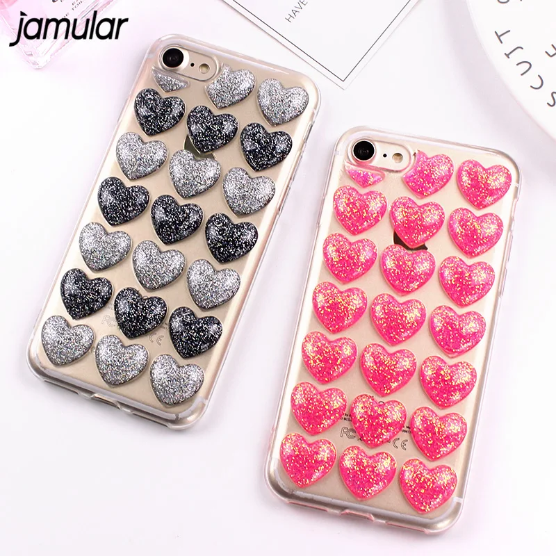 

Love Heart Glitter Quicksand Cases for iPhone 7 Case 5 5s SE 6s Plus for iPhone 6s Case 7 Plus Soft Silicone Bling Clear Cover
