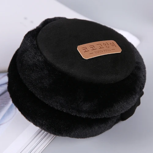 Earmuffs Women Solid Plush Plus Velvet Elegant Warm Winter Womens Ear Korean Style All-match Kawaii Trendy Earmuff Simple Daily - Цвет: style 1 black