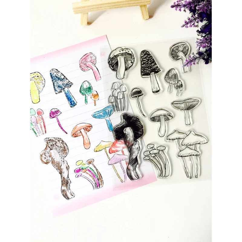 

Mushroom CLEAR STAMPS cutting dies Greeting Scrapbook Card paper craft silicon rubber roller transparent stamps