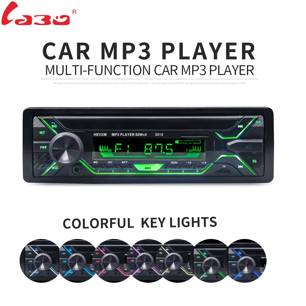 LaBo Radio de coche reproductor estéreo de Bluetooth del teléfono AUX-IN MP3/FM/USB/1 Din/control Remoto 12 V 12 V coche Audio Auto 2018 venta nuevo