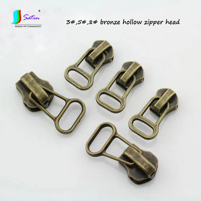 

High Quality 3#,5#,8# Semicircle Hollow Style Bronze Slider Puller,Sew Decoration Accessory Hollow Zipper Head A0035L