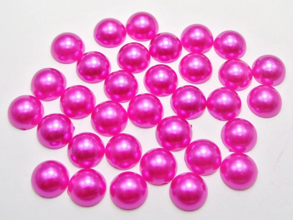 

100 Hot Pink Half Pearl Bead 12mm Flat Back Scrapbook Craftaft