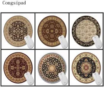 

congsipad Character Brown Persian Carpet Style Art Design Prints a Circular Mouse Pad for Office Computer Optics trackball Mouse