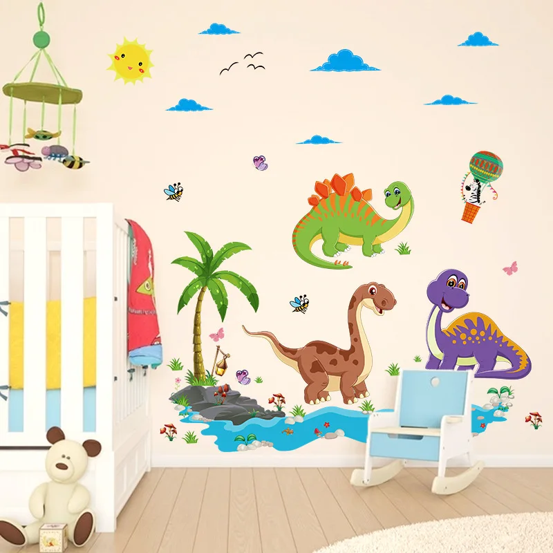 lucu anak dinosaur wall stiker dekorasi kamar tidur anak laki laki