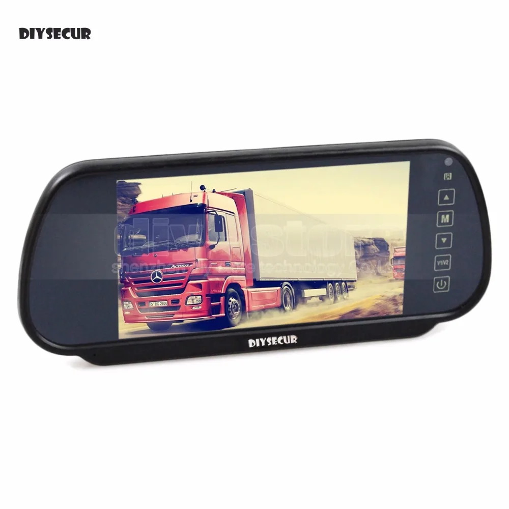 

DIYSECUR 7 Inch TFT LCD Display Rear View Car Mirror Monitor With 2 Video Input for Car CCD Camera Cam / DVD