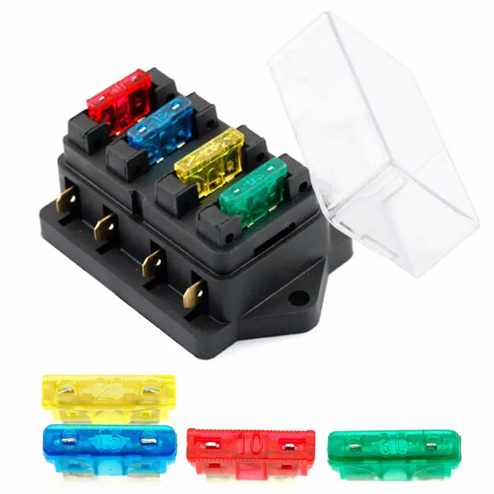 12V/24V 4 Way Car Truck Auto Blade Fuse Box Holder Circuit Standard ATO