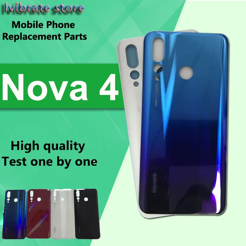 Nova 4 новая стеклянная задняя крышка батарейного отсека Корпус для Huawei Крышка