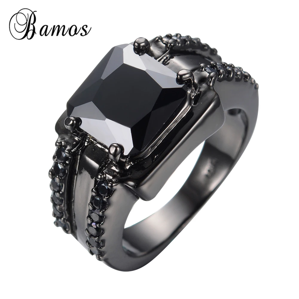 Bamos мужское черное геометрическое кольцо высокого качества модное черное позолоченное ювелирное изделие винтажные Свадебные кольца для мужчин новогодние подарки