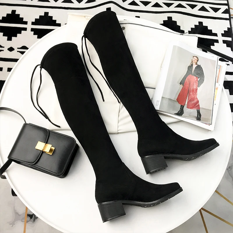 

imitation Suede knee-high bootsboots with platform women's