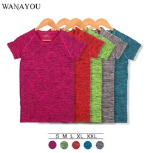 WANAYOU Женская быстросохнущая спортивная рубашка, профессиональная дышащая футболка с коротким рукавом для занятий фитнесом и упражнений, футболки для йоги и бега