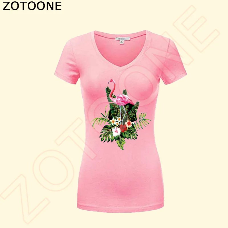 Нашивка ZOTOONE с фламинго и цветами наклейки для одежды девушек печать сделай сам