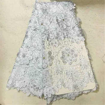 

Elegant embroidery French tulle cloth African net lace fabric with rhinestones VRN155(5yards/lot)