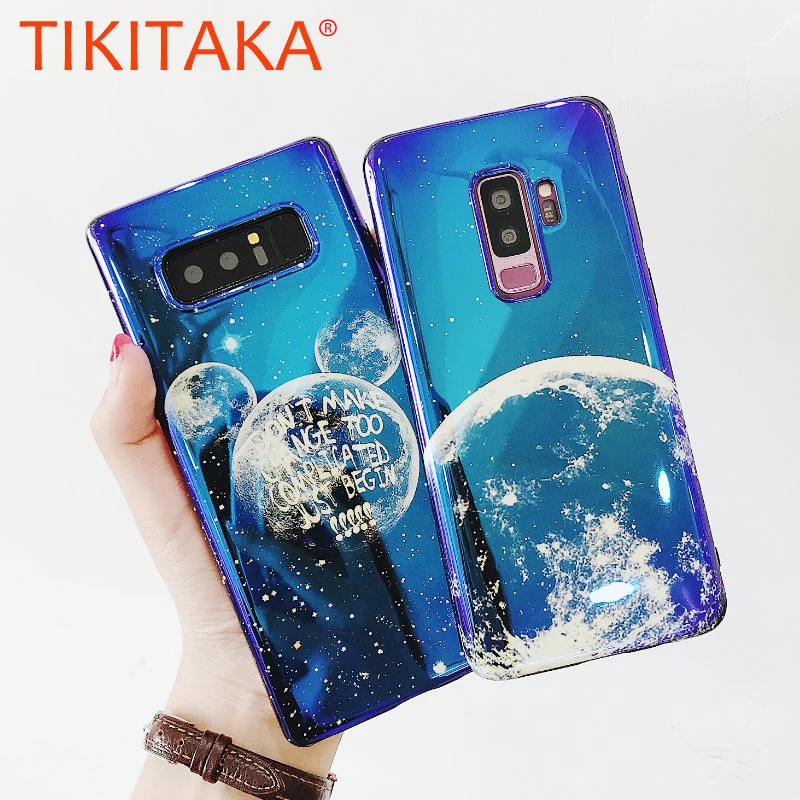 

TIKITAKA Laser Cartoon Mouse Phone Case For Samsung Galaxy S7 Edge Note 8 S8 S9 Plus Soft TPU Planet Moon Back Cover Fundas