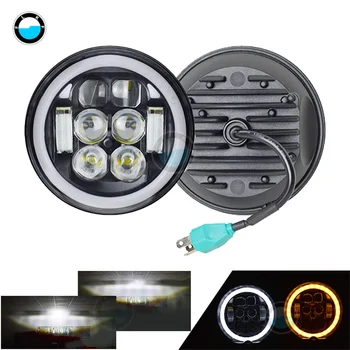 

5.75 inch Led headlight halo Ring white DRL Angel eye Fit Night Rod Iron 883 Dyna Sportster Indian Scout Triumph.