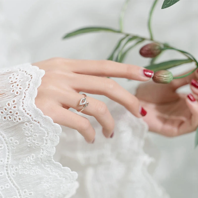 Модный кубический цирконий Свадебные Кольца для женщин серебро тренд листья костяшки нержавеющая сталь кольцо Регулируемый ювелирные изделия