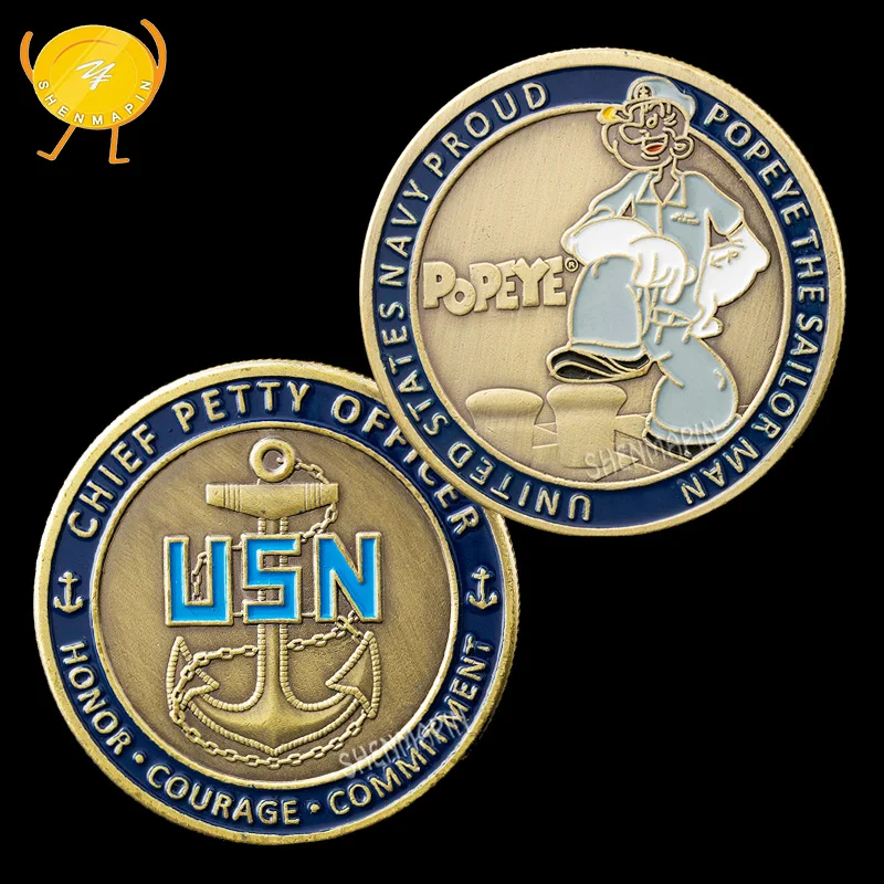 

Colored Popeye Ancient Bronze Commemorative Coin United States Navy Pride Pride Honor Medal Challenge Coin Birthday Gifts Coins