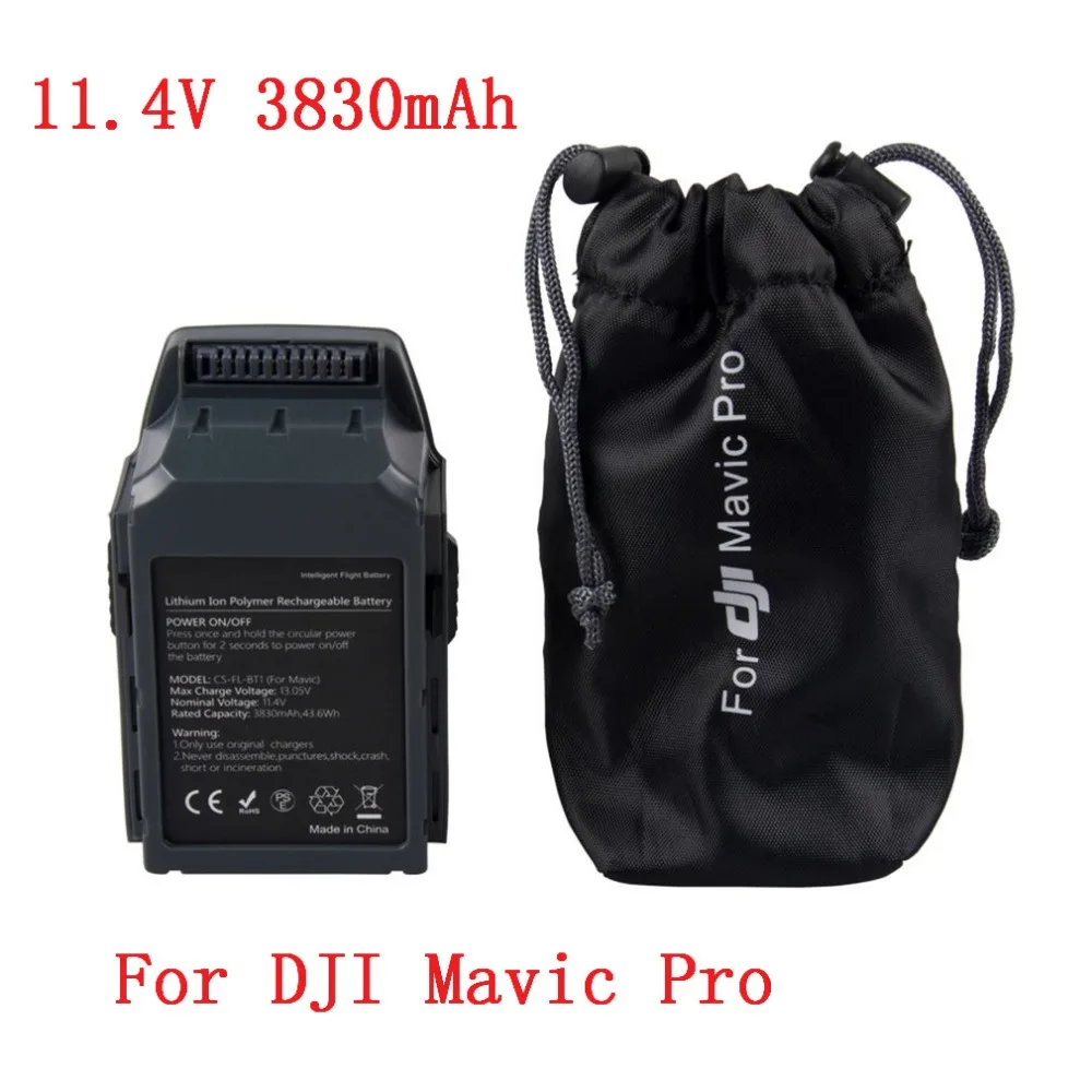 

11.4V 3830mAh Intelligent Flight Battery With Waterproof Storage Bag Lithium-ion Polymer Rechargeable Battery For DJI Mavic Pro