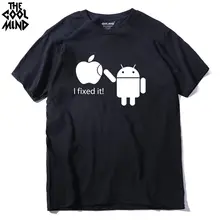 COOLMIND FU0116A, хлопковые мужские футболки, Android Robot, Мужская футболка, Apple Humor Logo, с принтом, забавная футболка, короткий рукав, футболки