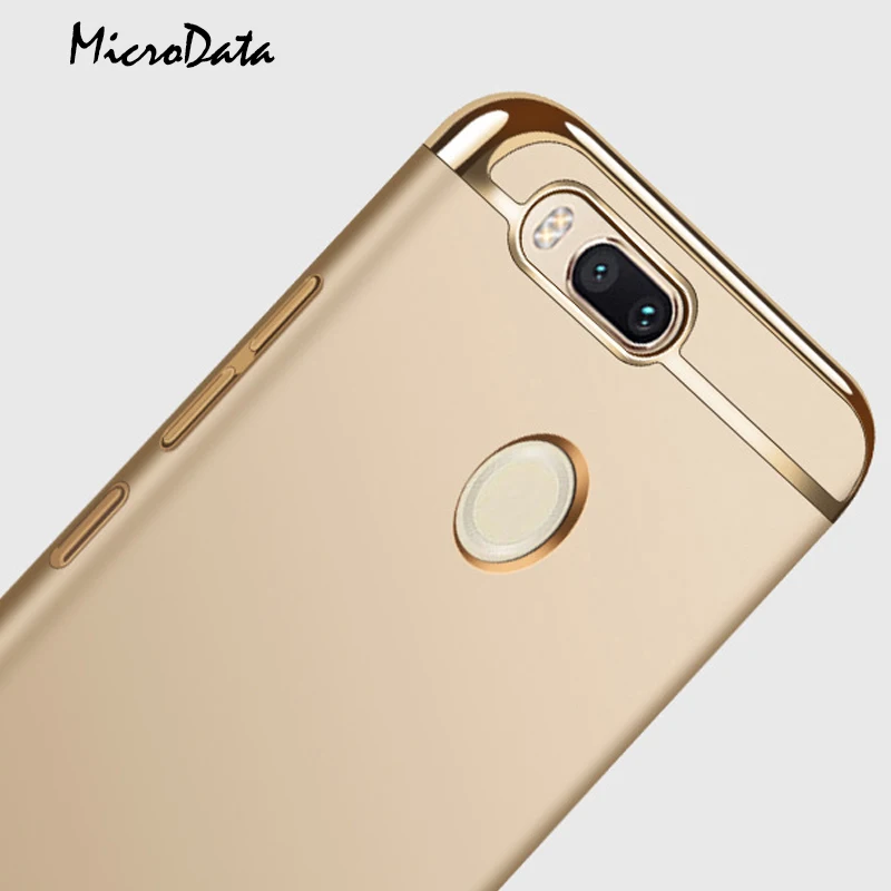 

MicroData For Xiaomi Mi A1 MiA1 Case Coque 3 in 1 Gold Plated Phone Case For Xiaomi Mi 5X Mi5X Back Cover Shock Proof Hard Shell