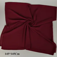 145*145 см простые большие квадратные Пузырьковые шифоновые мгновенные хиджаб шали Твердые толстые головные платки платок Sjaal мусульманский качекол Cachecol