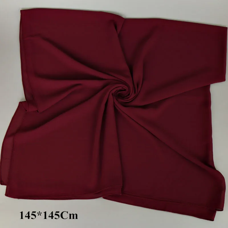 

145*145Cm Plain Oversized Square Bubble Chiffon Instant Hijab Shawls Solid Thick Head Wraps Foulard Sjaal Muslim Bonnet Cachecol