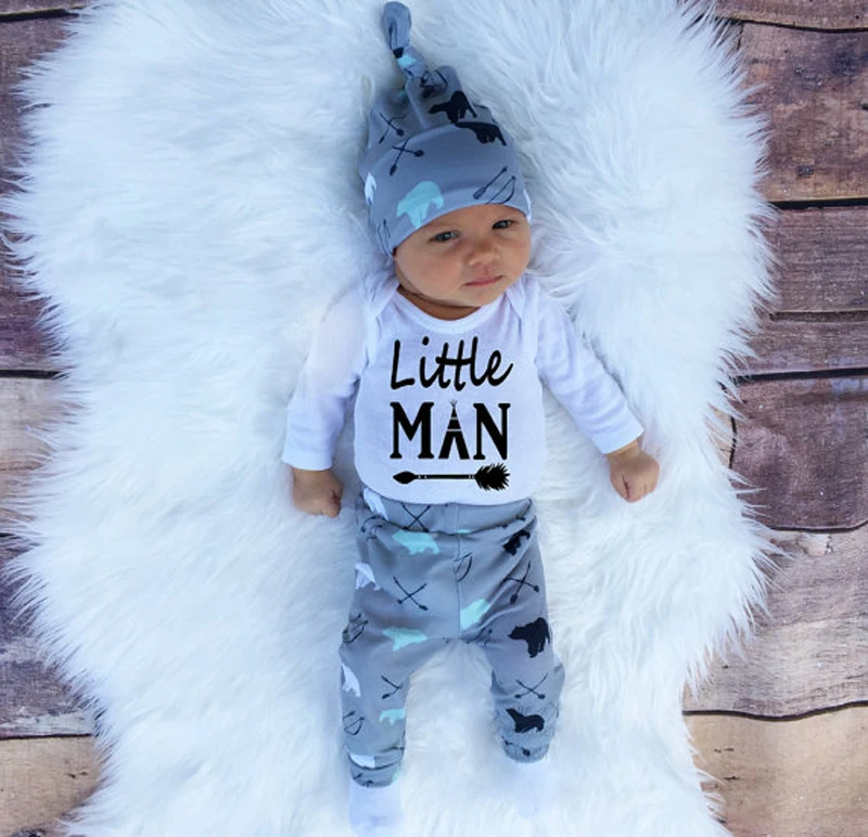 2019 Новое боди с сетчатми рукавами и надписью для новорожденных мальчиков + штаны с принтом + Милая шапочка
