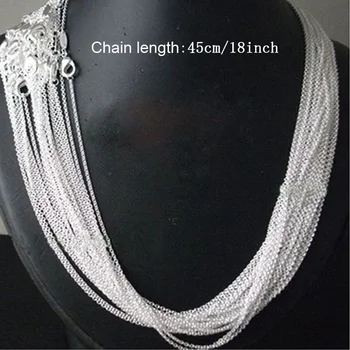 Wholesale Price 5pcs/Lot 18''45cm Simple Fashion 925 Silver 1mm Basic Chain Necklaces Women Jewelry
