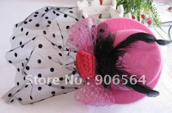 

the pink color mini hat fascinators hair accessories children's RED cocktail hat millinery Free ship whole sale MSJ02 6PCS/LOT