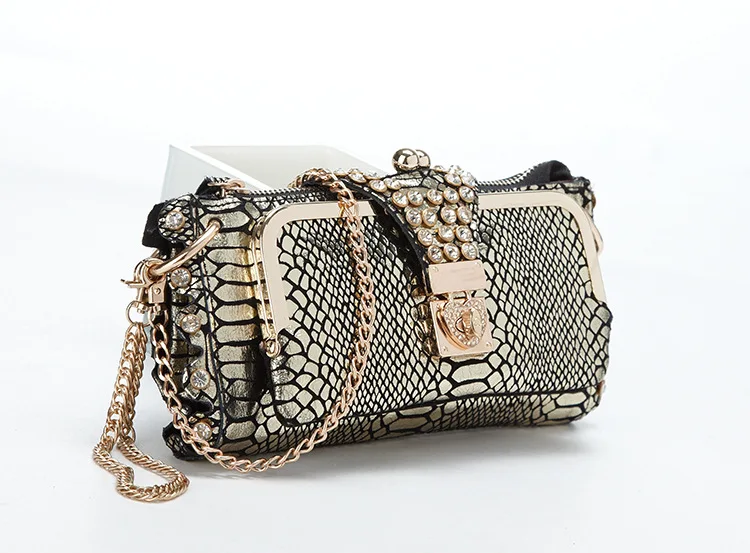 Women Purses And Handbags Leather Diamonds Chains Gold black Fashion Serpentine Clutch Wallets Evening Bags Women Purses And Handbags Leather Diamonds Chains Gold black Fashion Serpentine Clutch Wallets Evening Bags