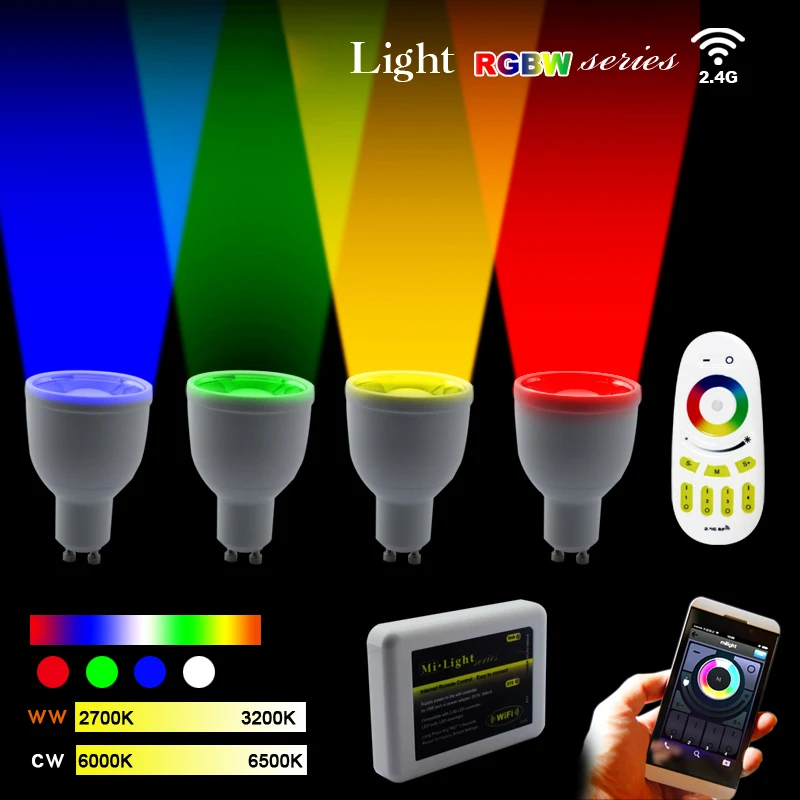 Wifi control GU10 4W led spot light high lumen 220v RGB controller lamp