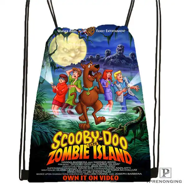 Drawstring Backpack Индивидуальная походная сумка на шнурке Scooby Doo Team Up, милый рюкзак для детей(черная спинка), 31x40 см#180531-04-51 - Цвет: Drawstring Backpack