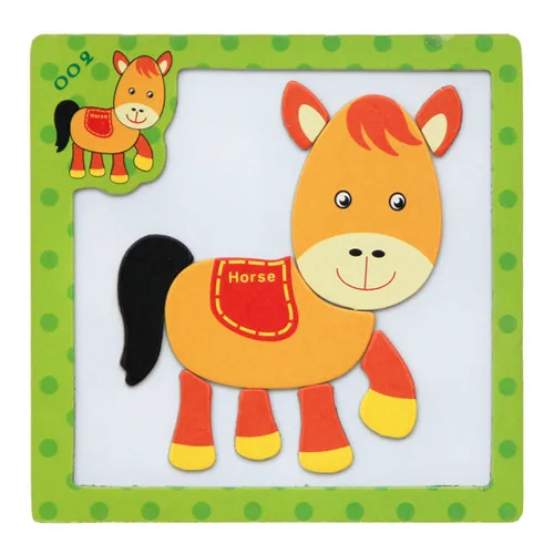 24Styles 3D Magnetic Puzzle Jigsaw Wooden Toys 15*15CM Cartoon Animals Traffic Puzzles Tangram Kids Educational Toy for Children 15