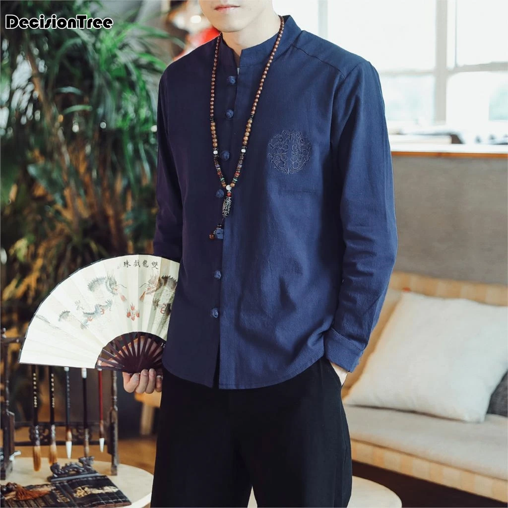 2019 summer men high qualiyt cotton linen long china style kongfu coat male loose kimono cardigan overcoat