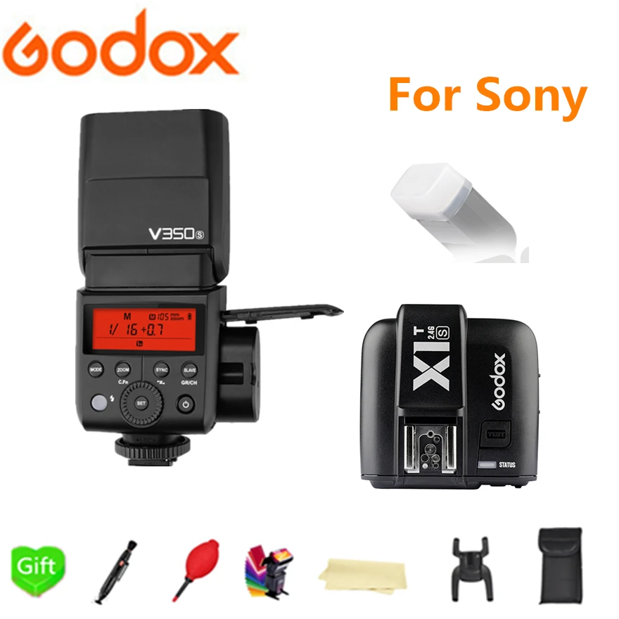 

Godox V350S GN36 2.4G Wireless X-System TTL HSS 1/8000s Speedlite Flash + X1T-S Flash Transmitter for Sony+FREE GIFT