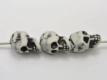

50 White Acrylic Halloween Gothic Skeleton Skull Beads 21X13mm