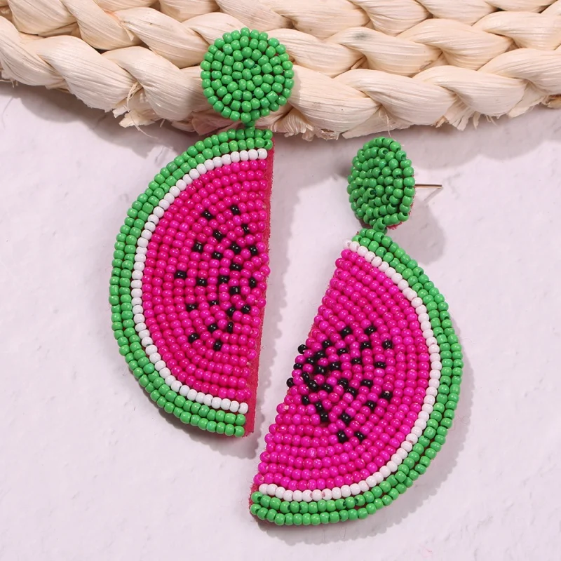 Lalynnlys Cute Cherry Watermelon Pineapple Drop Earrings New Fashion Rhinestone Fruit Dangle Earrings Ear Accessories Hot E60491