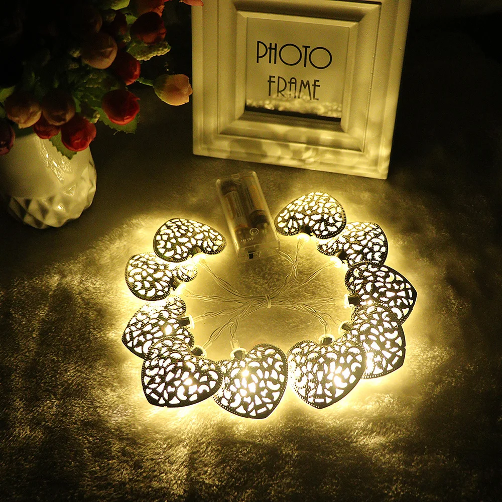 Valentine's Day Hollow Heart 10 LED String Light Vintage Romantic Lamp